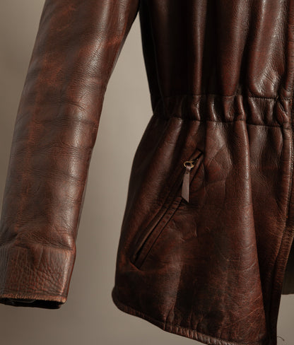 Vintage 1940s Austrian Alpine Horsehide Leather Car Coat