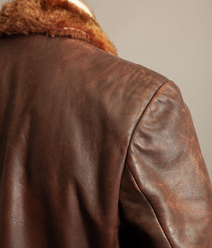 Vintage 1940s Austrian Alpine Horsehide Leather Car Coat