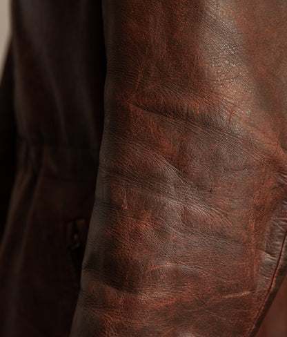 Vintage 1940s Austrian Alpine Horsehide Leather Car Coat