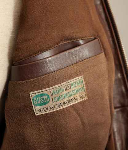 Vintage 1940s Austrian Alpine Horsehide Leather Car Coat