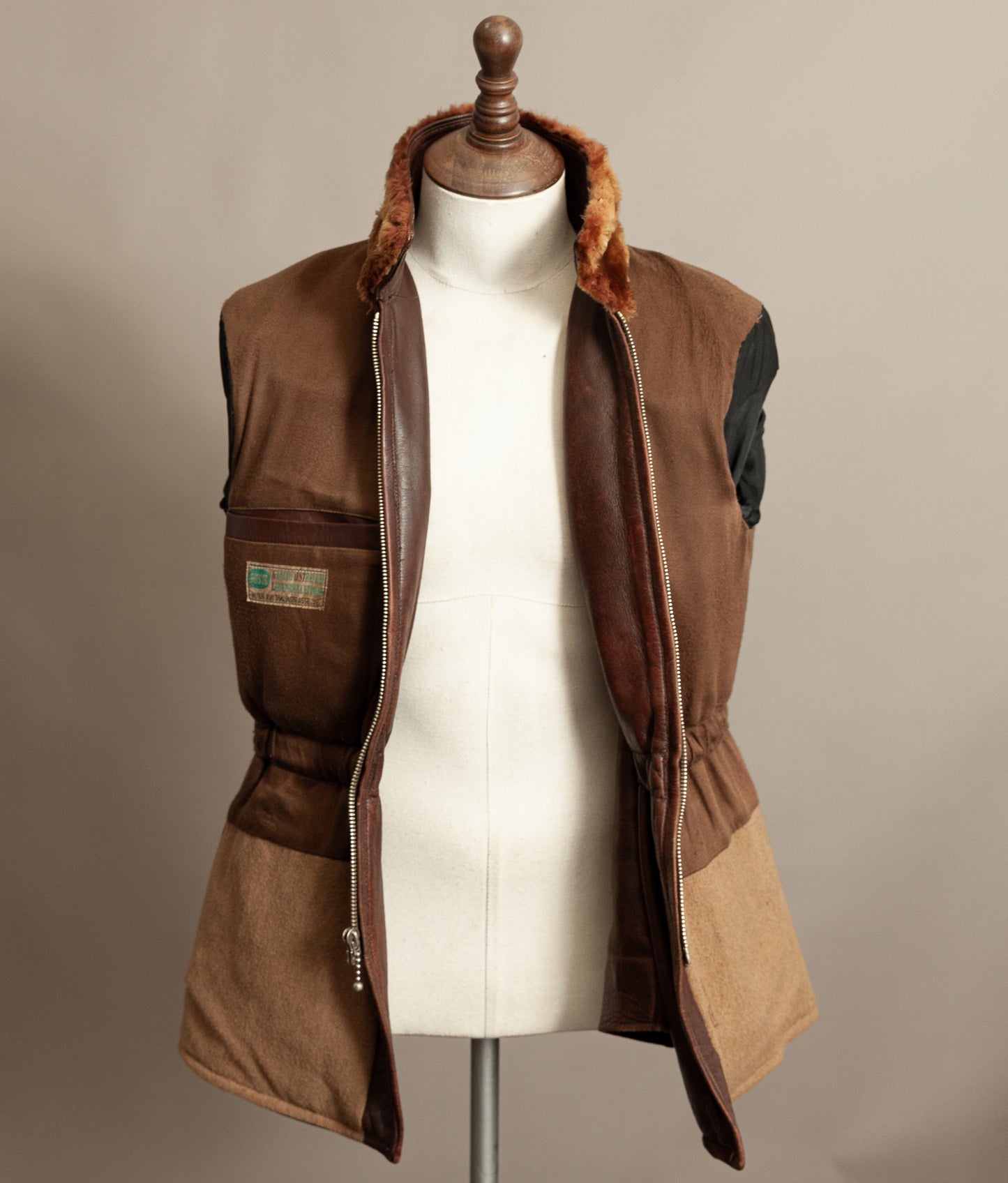 Vintage 1940s Austrian Alpine Horsehide Leather Car Coat