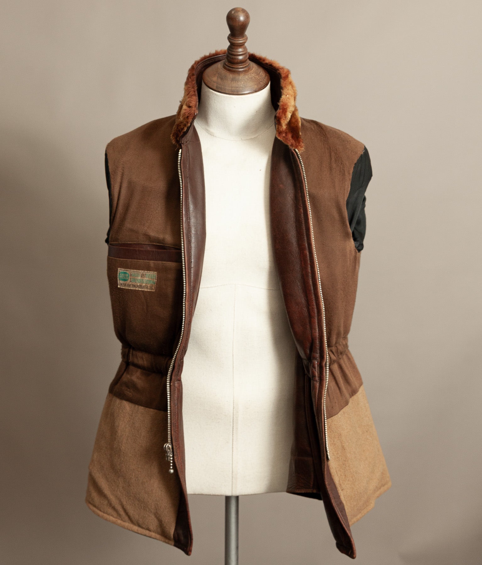 Vintage 1940s Austrian Alpine Horsehide Leather Car Coat