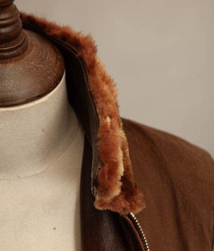 Vintage 1940s Austrian Alpine Horsehide Leather Car Coat
