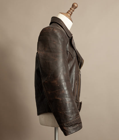 WWII 1940s German Gelmok Horsehide Leather Motorcycle Jacket