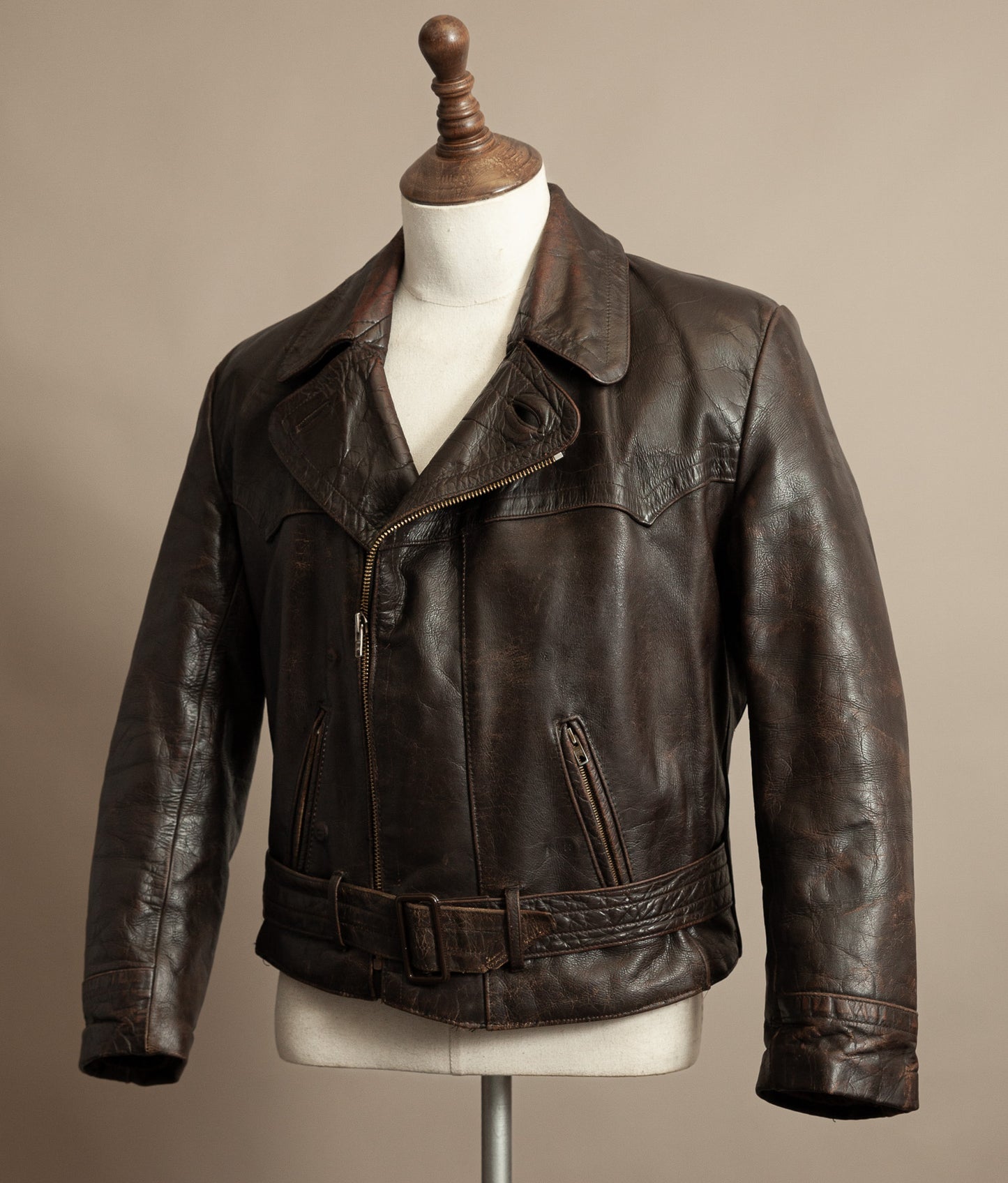 WWII 1940s German Gelmok Horsehide Leather Motorcycle Jacket