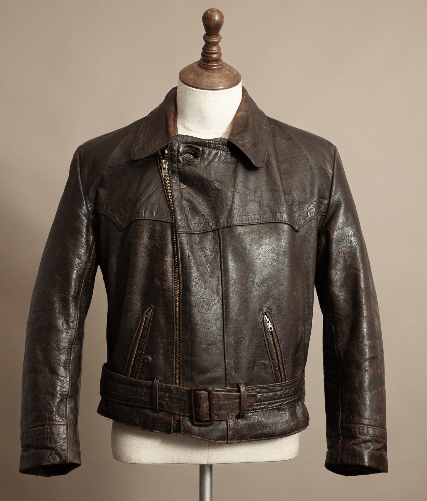 WWII 1940s German Gelmok Horsehide Leather Motorcycle Jacket