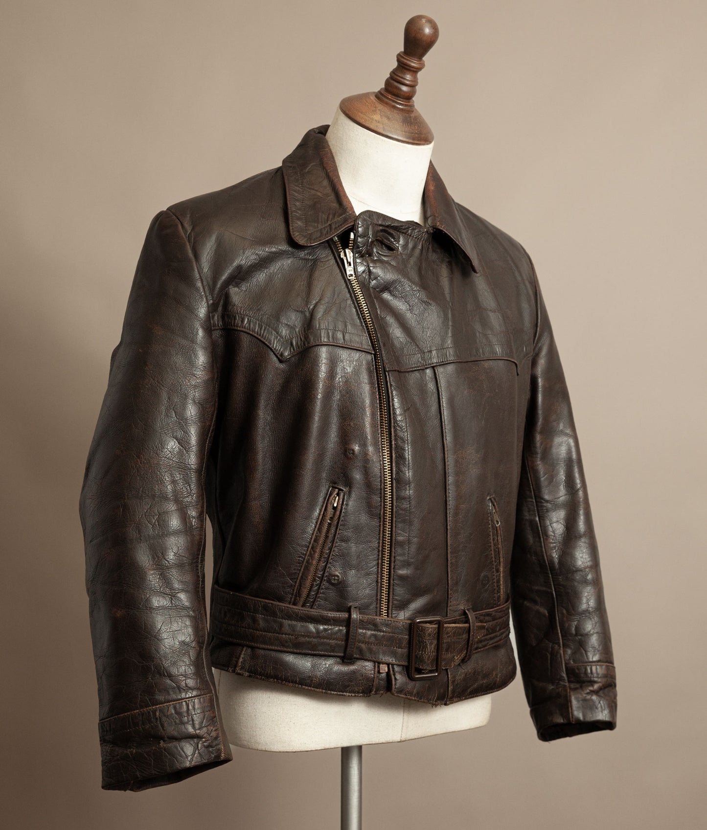 WWII 1940s German Gelmok Horsehide Leather Motorcycle Jacket
