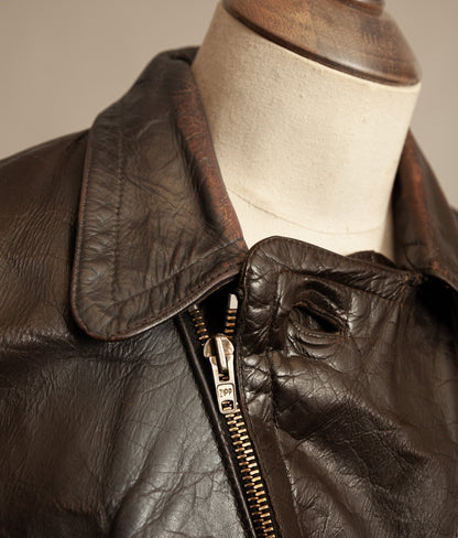 WWII 1940s German Gelmok Horsehide Leather Motorcycle Jacket