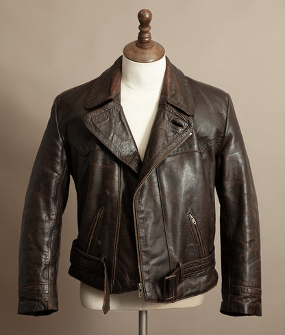 WWII 1940s German Gelmok Horsehide Leather Motorcycle Jacket