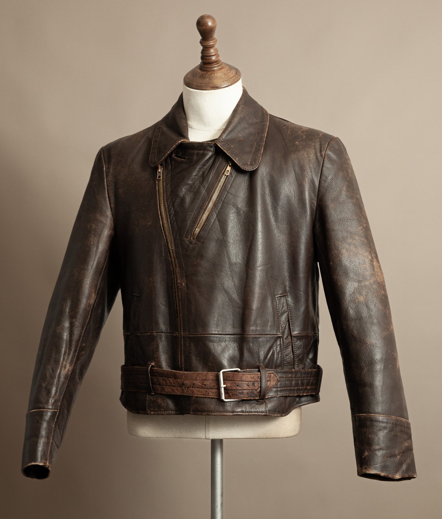 Vintage 1940s WWII German Dispatch Rider Leather Jacket