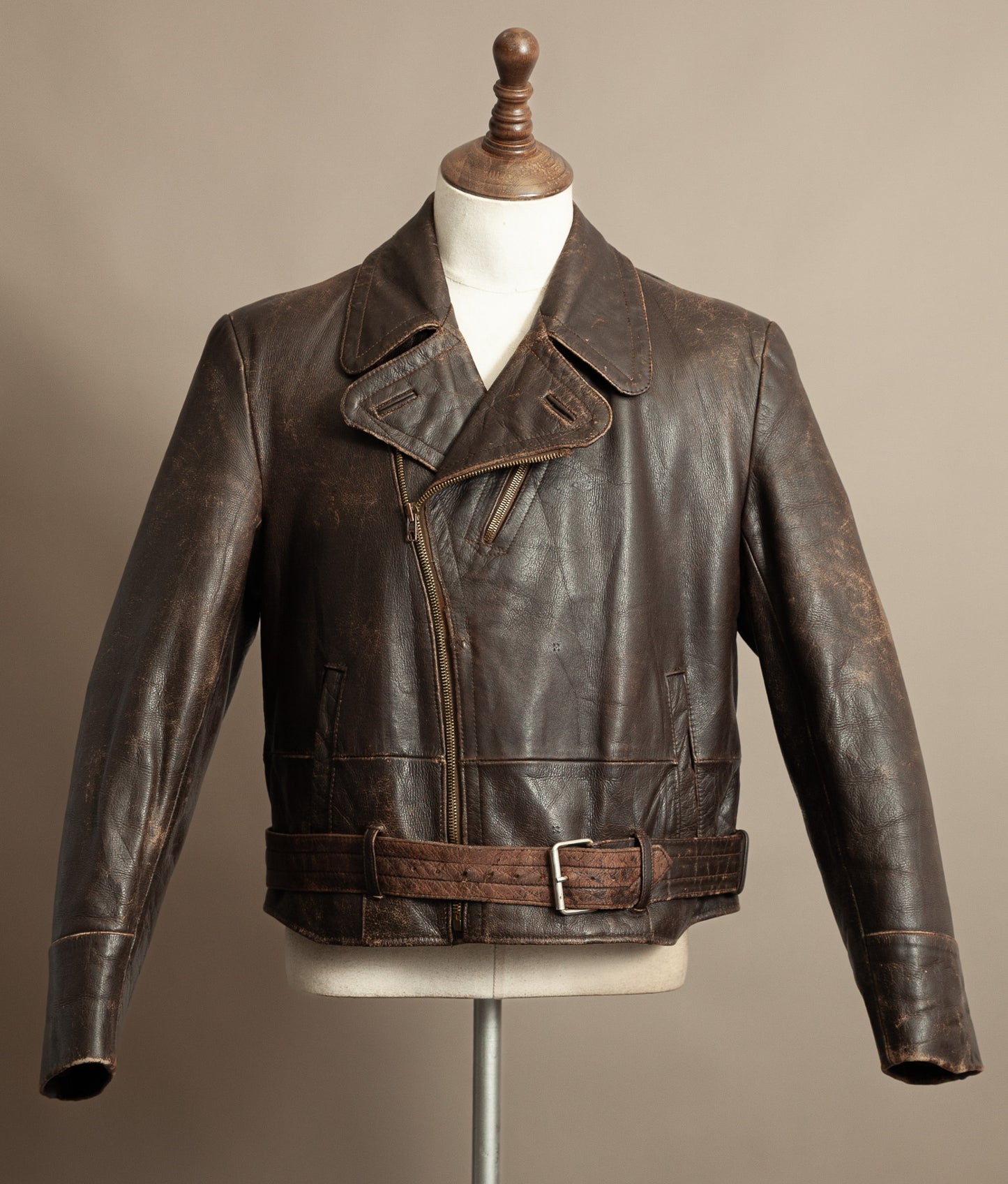 Vintage 1940s WWII German Dispatch Rider Leather Jacket