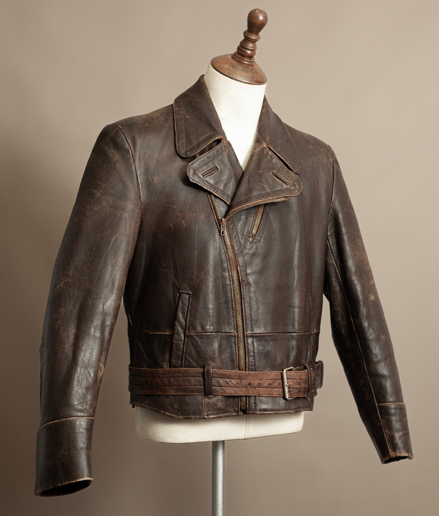 Vintage 1940s WWII German Dispatch Rider Leather Jacket