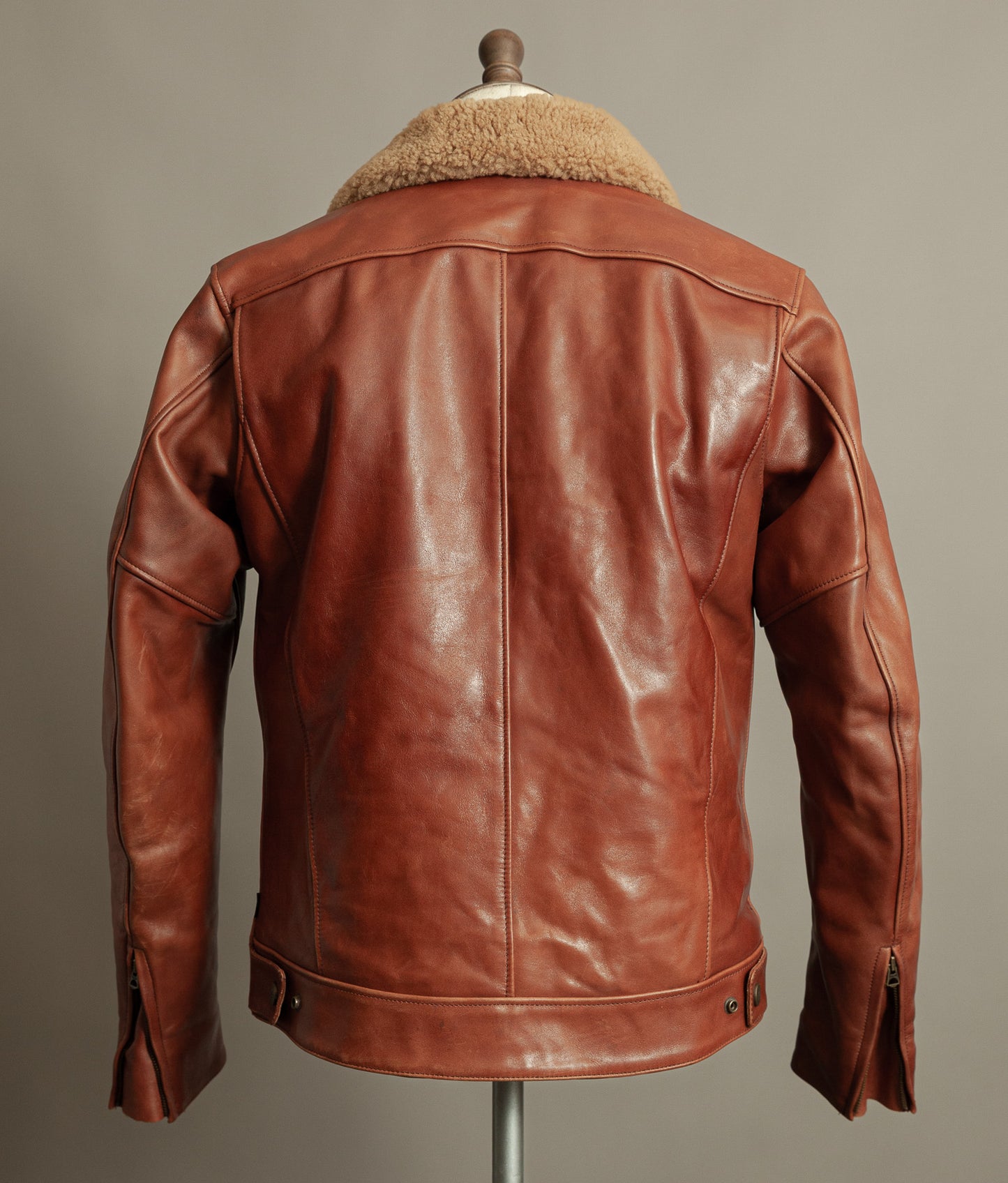 Vintage Triumph Harlow Leather Aviator Jacket Shearling Collar