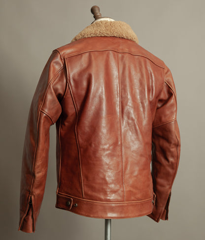 Vintage Triumph Harlow Leather Aviator Jacket Shearling Collar