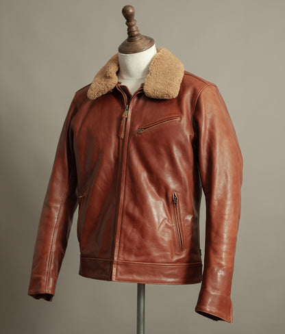 Vintage Triumph Harlow Leather Aviator Jacket Shearling Collar