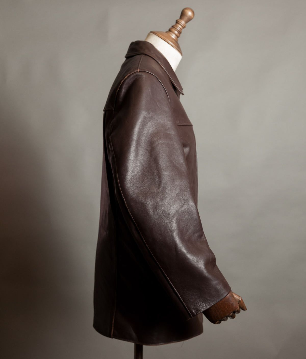 Vintage 1950s French Leather Work Jacket, Cuiram Paris, Éclair Zip