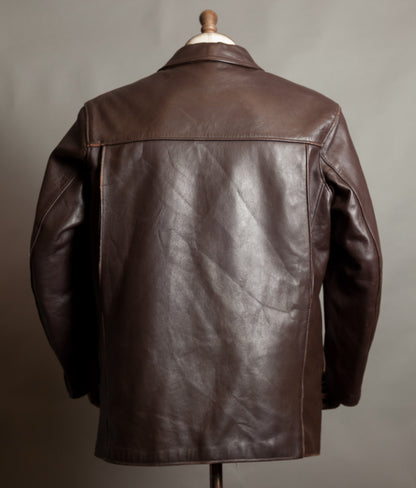 Vintage 1950s French Leather Work Jacket, Cuiram Paris, Éclair Zip