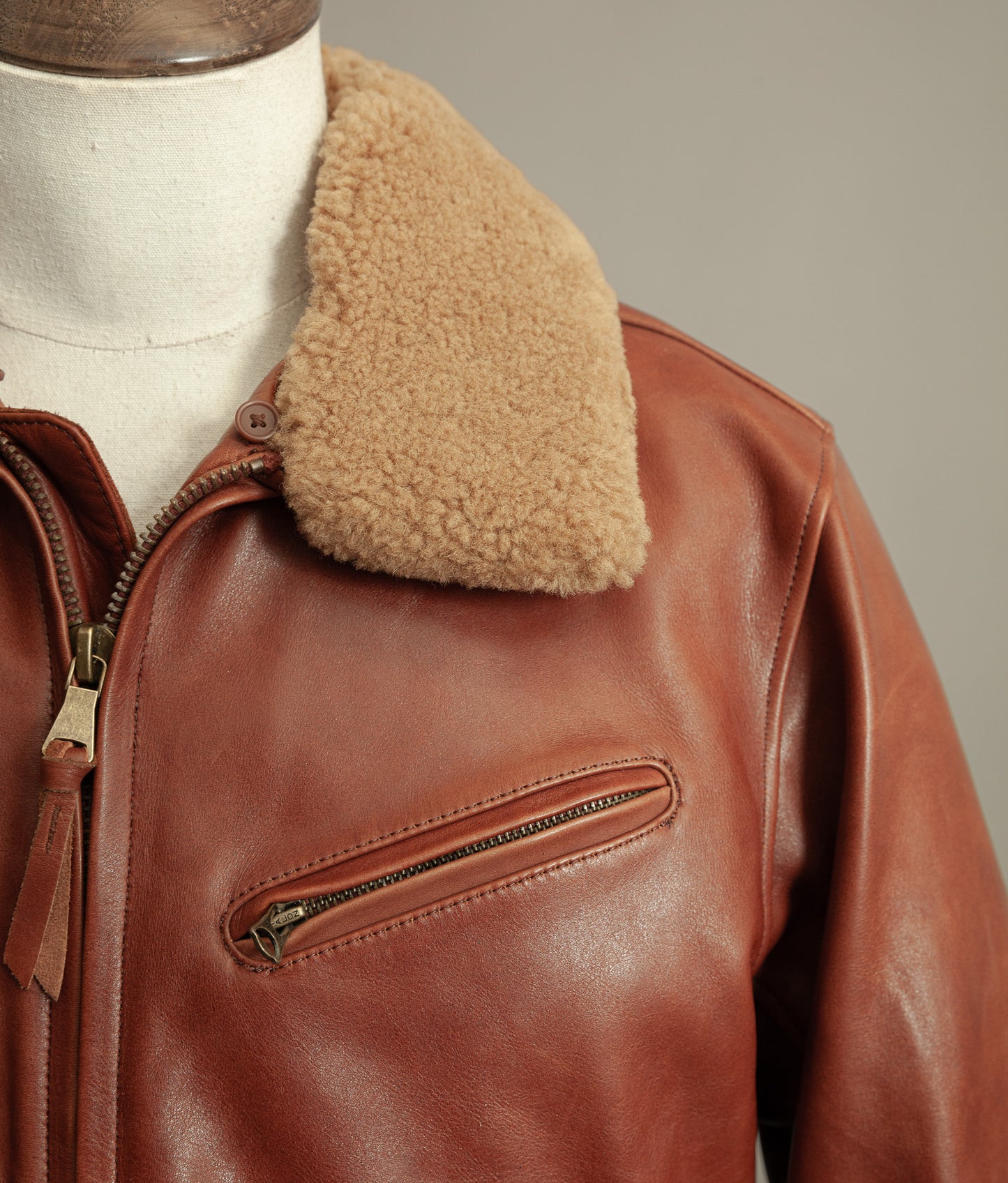 Vintage Triumph Harlow Leather Aviator Jacket Shearling Collar
