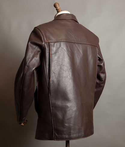 Vintage 1950s French Leather Work Jacket, Cuiram Paris, Éclair Zip