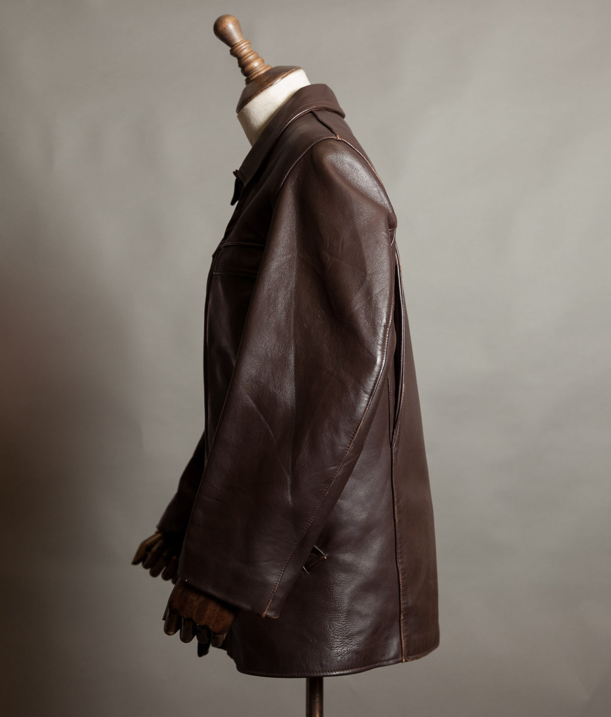 Vintage 1950s French Leather Work Jacket, Cuiram Paris, Éclair Zip