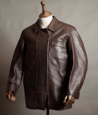 Vintage 1950s French Leather Work Jacket, Cuiram Paris, Éclair Zip