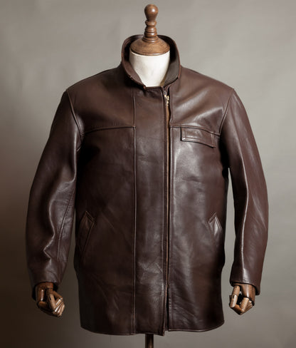 Vintage 1950s French Leather Work Jacket, Cuiram Paris, Éclair Zip