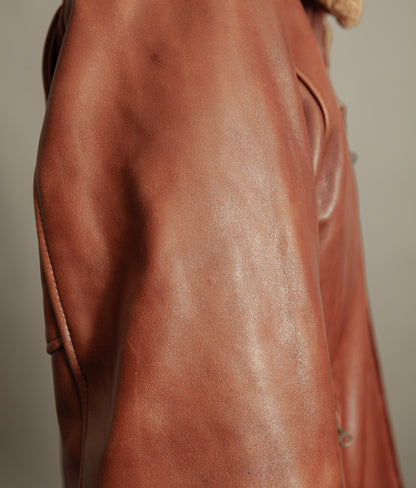 Vintage Triumph Harlow Leather Aviator Jacket Shearling Collar