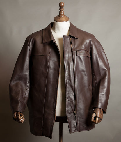 Vintage 1950s French Leather Work Jacket, Cuiram Paris, Éclair Zip