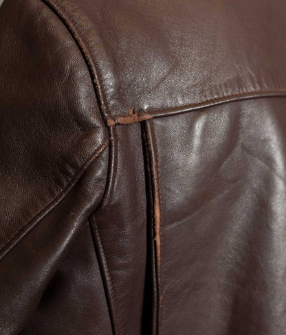 Vintage 1950s French Leather Work Jacket, Cuiram Paris, Éclair Zip