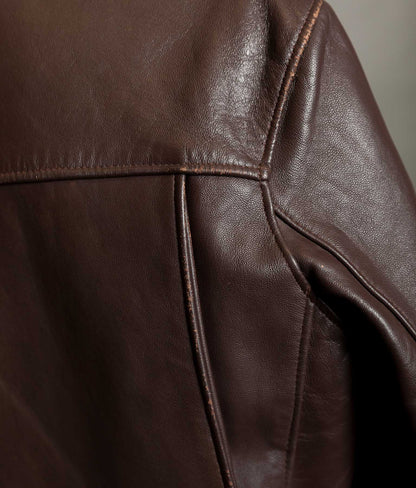 Vintage 1950s French Leather Work Jacket, Cuiram Paris, Éclair Zip