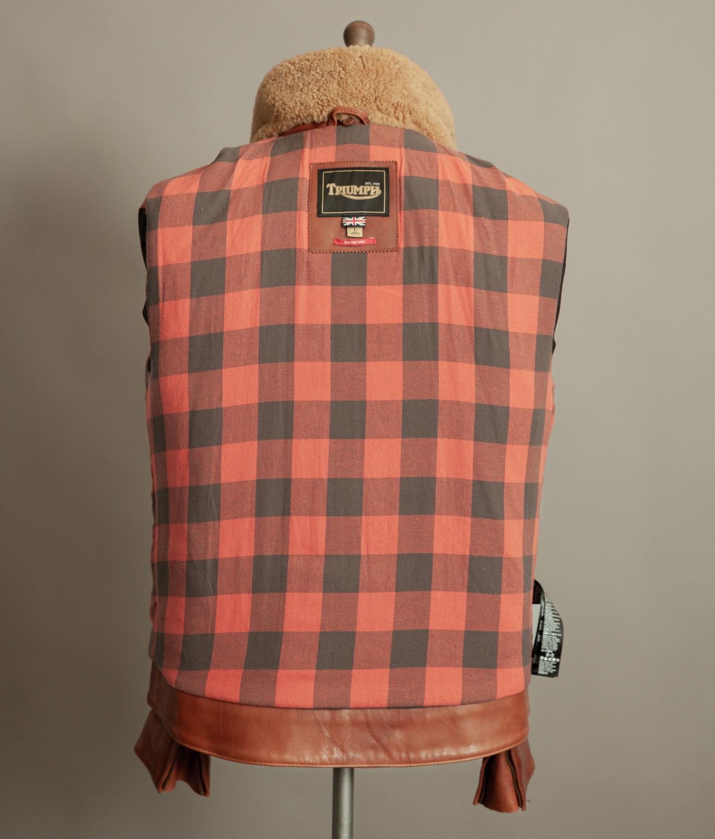 Vintage Triumph Harlow Leather Aviator Jacket Shearling Collar