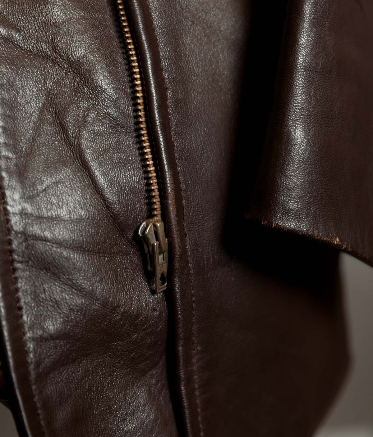 Vintage 1950s French Leather Work Jacket, Cuiram Paris, Éclair Zip