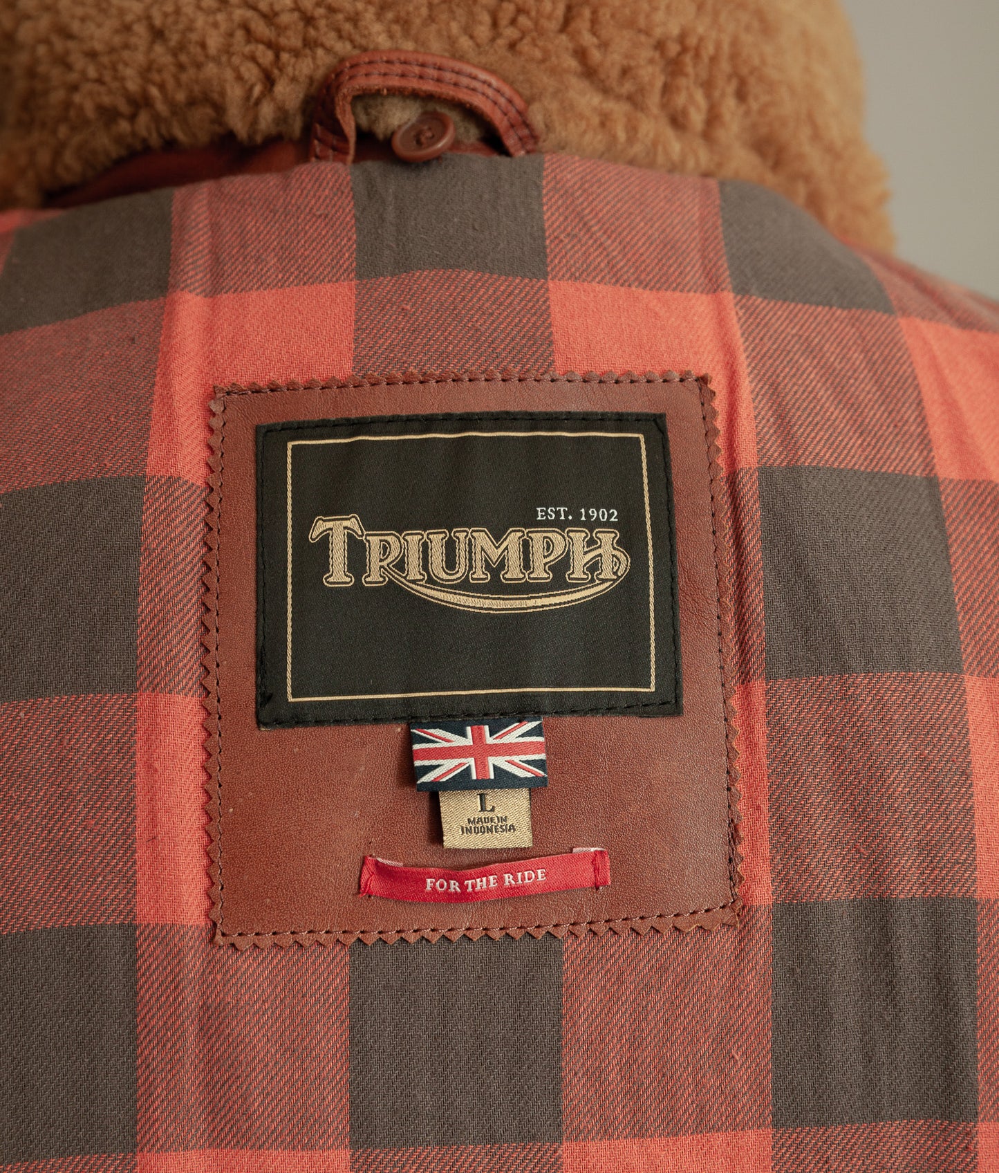 Vintage Triumph Harlow Leather Aviator Jacket Shearling Collar