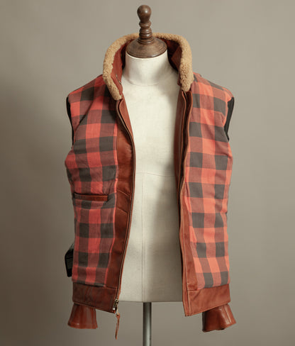 Vintage Triumph Harlow Leather Aviator Jacket Shearling Collar