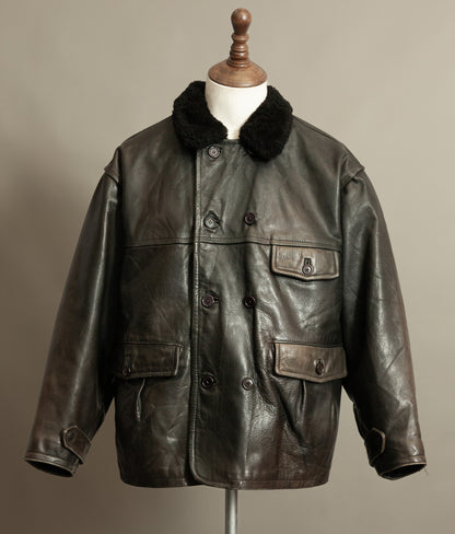 Vintage 1980s WWII Inspired Aviator Leather Jacket in Cowhide