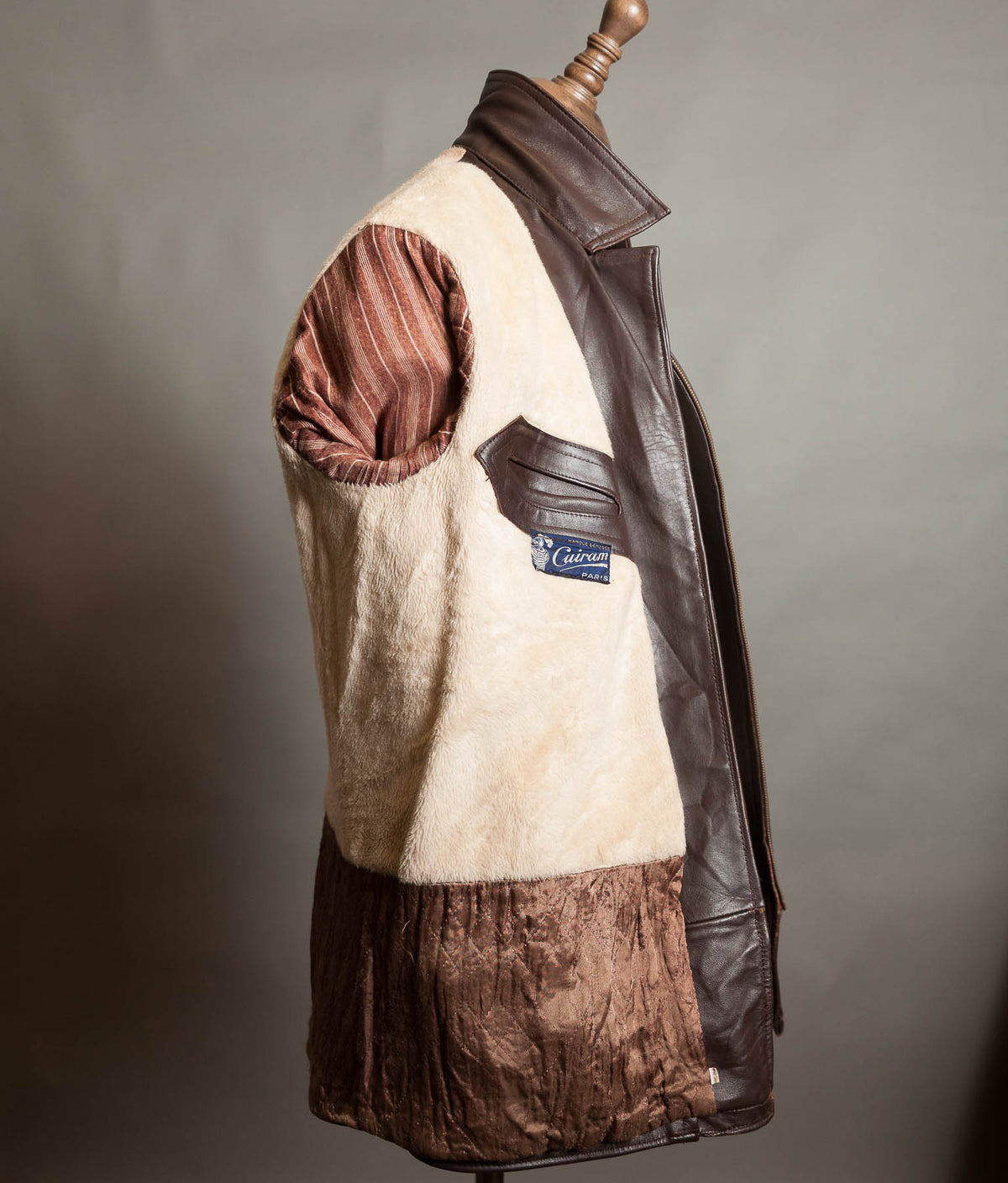 Vintage 1950s French Leather Work Jacket, Cuiram Paris, Éclair Zip