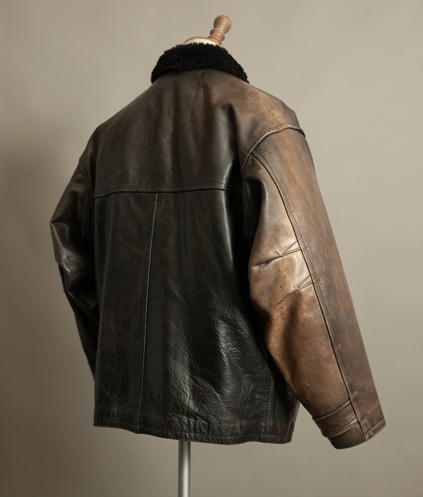 Vintage 1980s WWII Inspired Aviator Leather Jacket in Cowhide