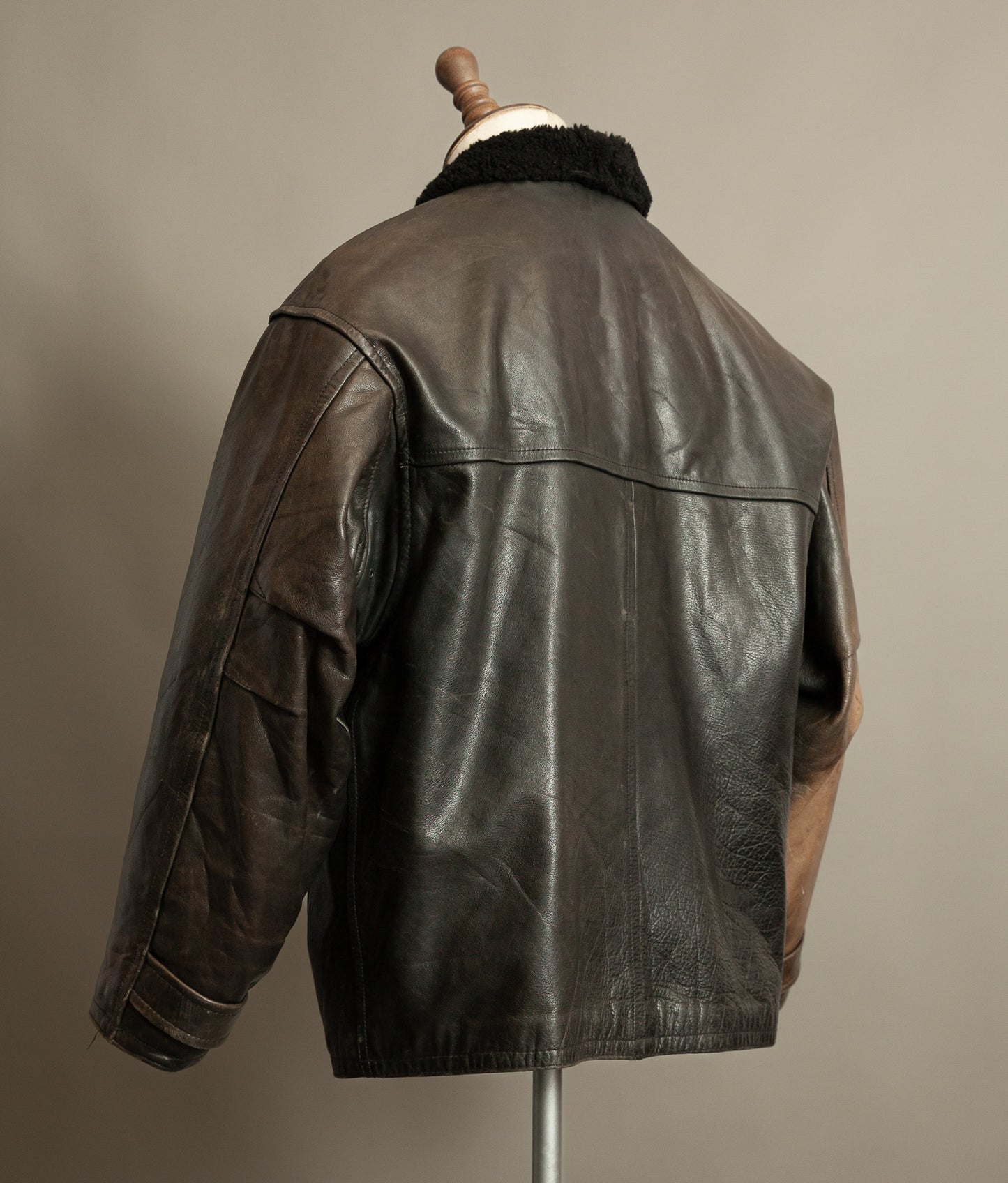 Vintage 1980s WWII Inspired Aviator Leather Jacket in Cowhide