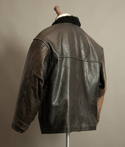 Vintage 1980s WWII Inspired Aviator Leather Jacket in Cowhide
