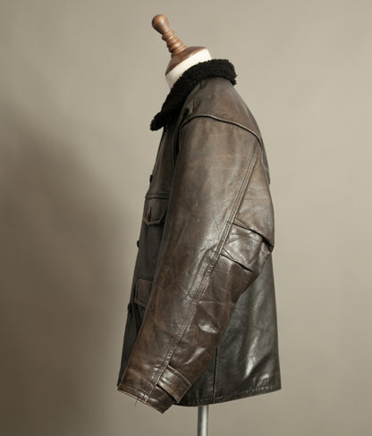 Vintage 1980s WWII Inspired Aviator Leather Jacket in Cowhide