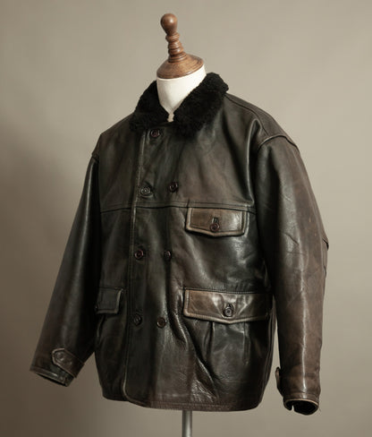 Vintage 1980s WWII Inspired Aviator Leather Jacket in Cowhide