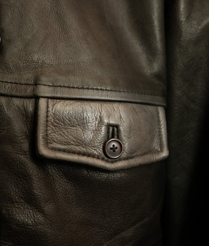 Vintage 1980s WWII Inspired Aviator Leather Jacket in Cowhide