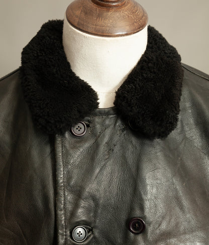 Vintage 1980s WWII Inspired Aviator Leather Jacket in Cowhide