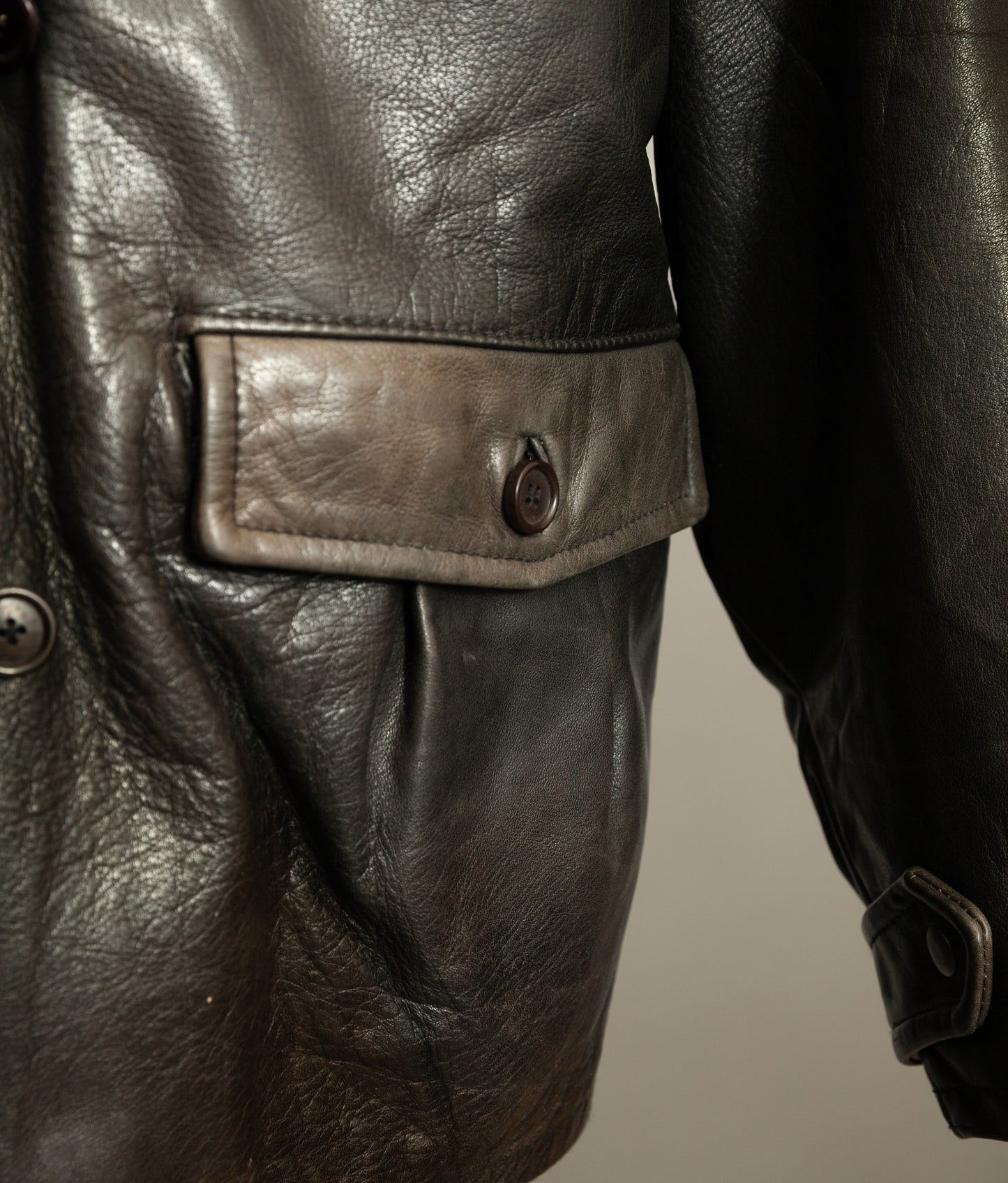 Vintage 1980s WWII Inspired Aviator Leather Jacket in Cowhide