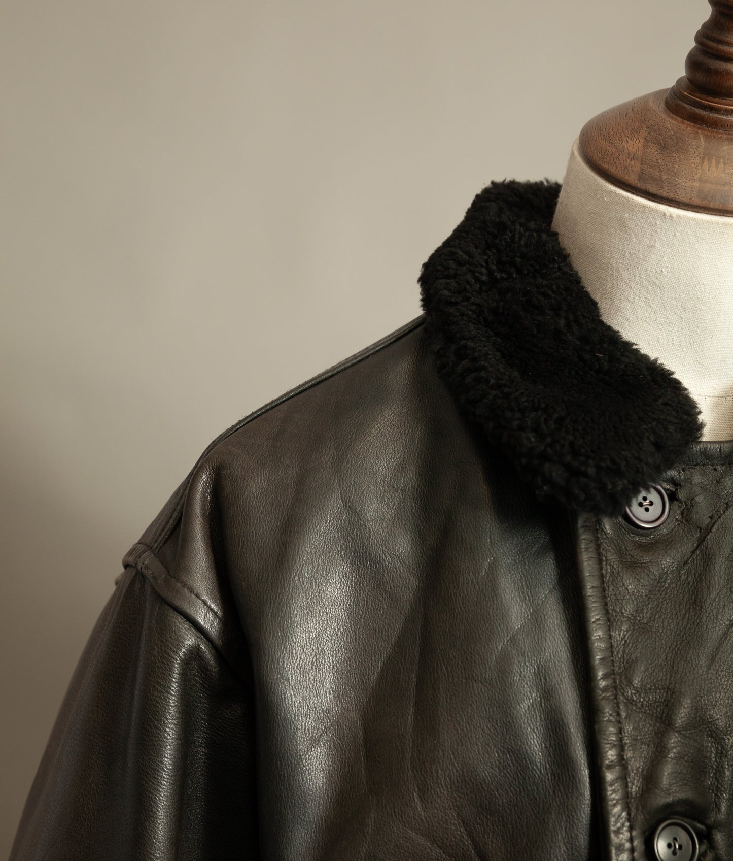 Vintage 1980s WWII Inspired Aviator Leather Jacket in Cowhide