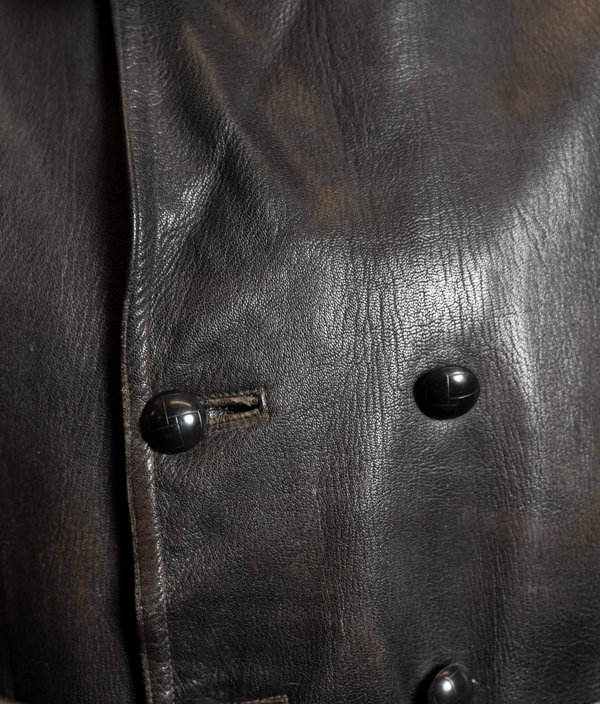 Vintage 1950s Italian Police Motoring Coat, Goatskin, Knitted Wool Collar