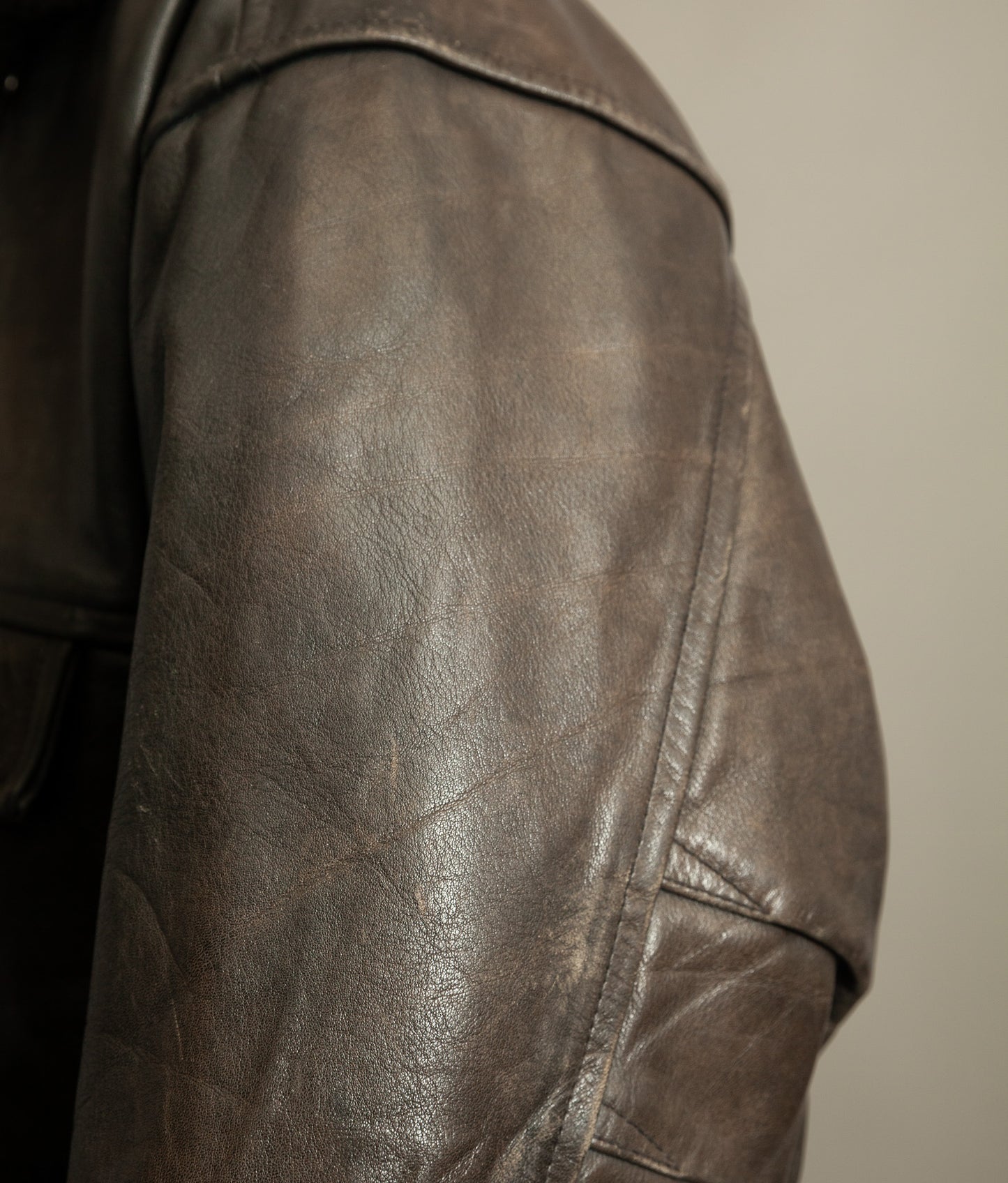 Vintage 1980s WWII Inspired Aviator Leather Jacket in Cowhide