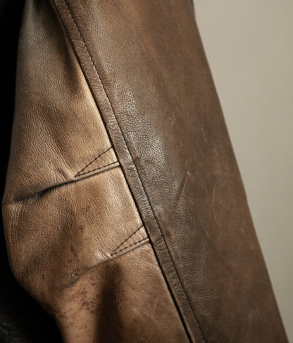 Vintage 1980s WWII Inspired Aviator Leather Jacket in Cowhide