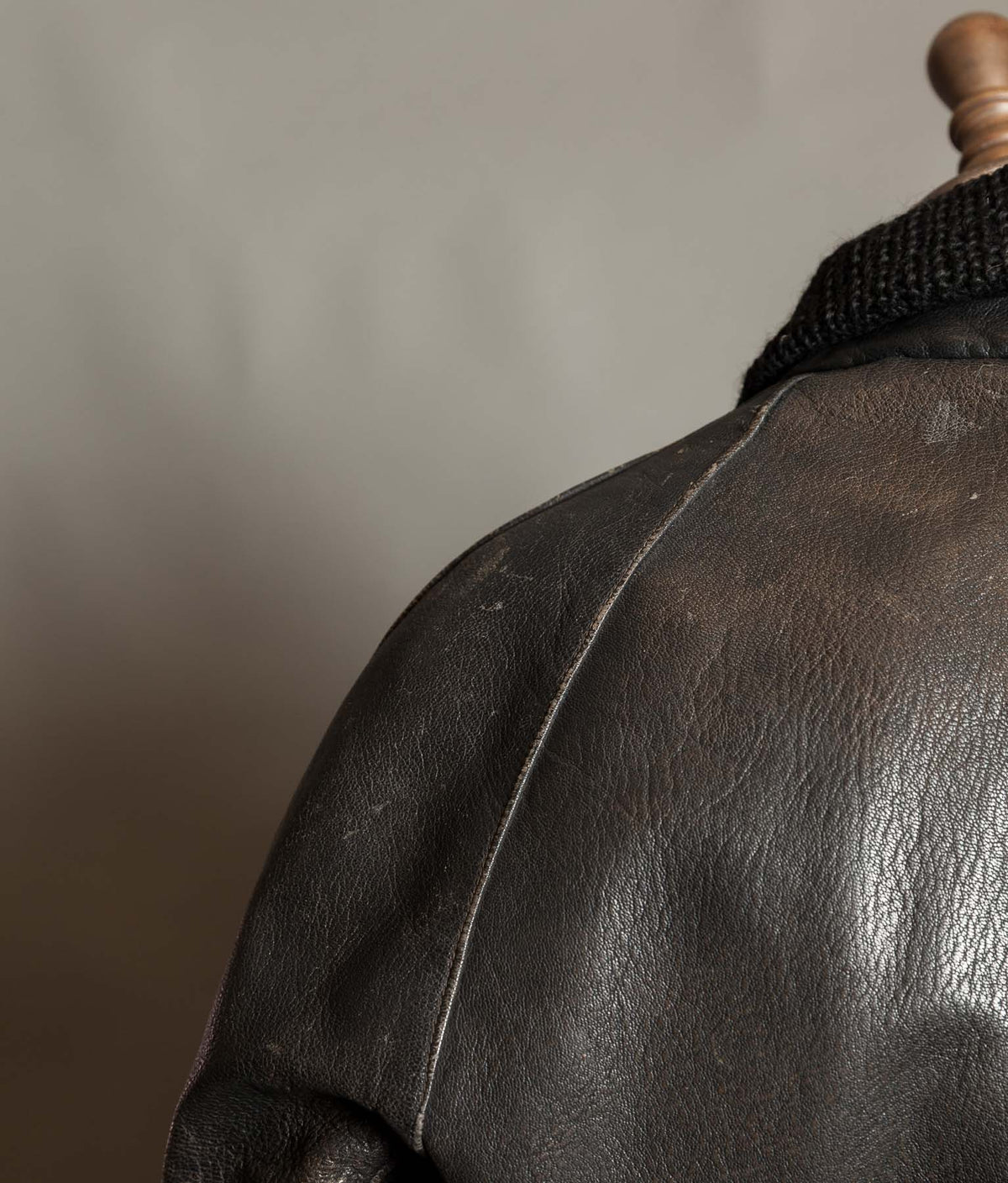 Vintage 1950s Italian Police Motoring Coat, Goatskin, Knitted Wool Collar