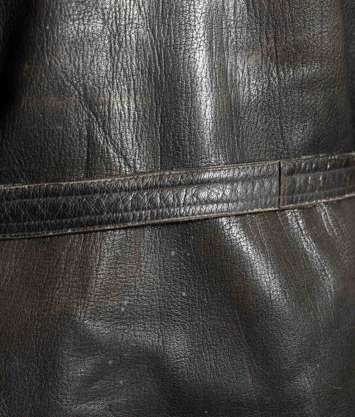 Vintage 1950s Italian Police Motoring Coat, Goatskin, Knitted Wool Collar
